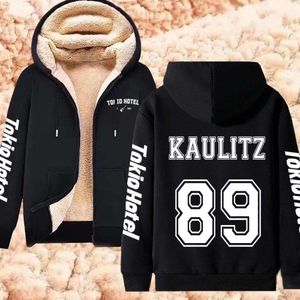 Rappermärke Tokio Hotel Kaulitz Hoodies Winter Lambool Pool Zipper Jacket Tjockna varma herrtröjor överdimensionerade Y2K -kläder