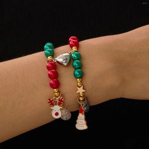 Link Bracelets 2pcs Heart Magnet Set For Lovers Santa Claus Tree Pendant Couple Bracelet Friendship Fashion Jewelry Christmas Gifts