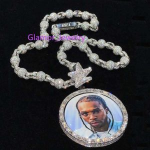 Popolare ed elegante pass Diamond Tester Iced Out Vvs Collana con ciondolo con foto di memoria personalizzata Hip Hop, regalo