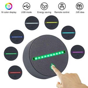 Base lampada leggera a led notturna 3D LED 3D Illusion Night Lights 7 Colori Cambiamento per camera da letto per bambini Living Shop Cafe Office2860