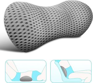 Lumbal Support Pillow 4D Breattable Mesh Foam Memory Ergonomisk strömlinjeformad för bilstolens kontorsstol 231221