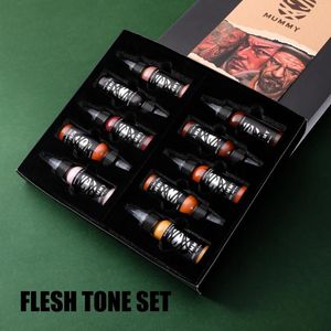 Tattoo -Tinten Mumie Professionelle Tinte Körperkunst Sterilisierte Permanente Färbung USA Custom 10 Farben/Box Fleisch Ton Set