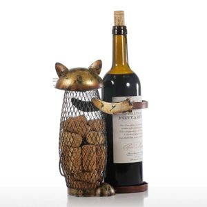 Coolers TooArts Cat Wine Rack Cork Pojemnik Butelka Wino Uchwyt kuchenny Wyświetlacz metalowy rzemieślnik darowizny