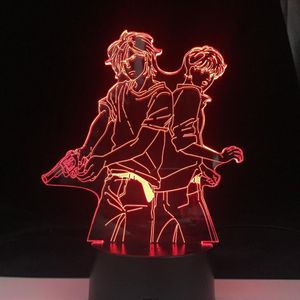 Ash Lynx ve Eiji Okumura LED 3D Anime Lambası Muz Balık 3D LED 7 Renk Hafif Japon Anime Touch Uzaktan Kontrol Taban Masası LAMP298T
