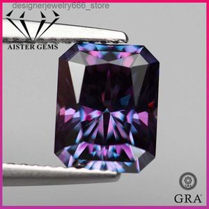 Loose Gemstones Royal Purple Moissanite Lab Diamond Radiant Cut 1.0-5.0ct VVS1 Moissanita Loose Stones Pass Diamond Tester with GRA Certificate Q231222