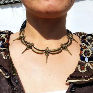 ヴィンテージゴシックウィザードマジックバードスカルネックレス女性ペンダントパーソナリティチョーカーネックレスBijoux femme accesorios mujer1196r