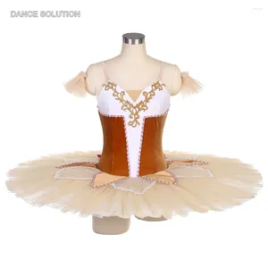 Stage desgaste da panqueca de balé marrom de abóbora Tutu para meninas adultas Competição de dança de bailarina vestido pré-profissional BLL135