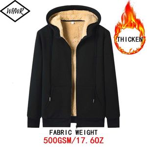 Autumn Winter Men's Lambswool Zipper Jackets Thickened Sports Sweater Casual Warm Lamb Veet Loose Hooded Cardigan Coats