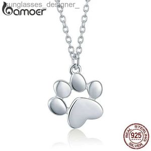 Pendant Necklaces Bamoer HOT SALE Gold Silver Cat P Necklace Dog Footprint Pendant Chain for Women Gift Cute Animal Jewelry SCN275L231222