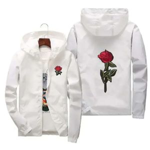 Rose Jacket Windbreaker Men and Women s New Fashion White Black Roses Outwear Coat grossistbitar Dicount N