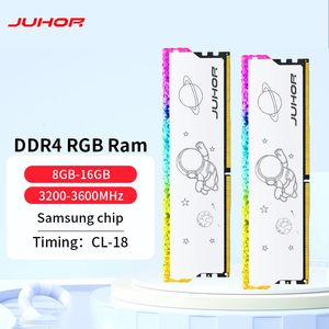 Juhor Memoria RAM RGB DDR4 8GB 16GB 3200MHz DDR4 RGB 8GBX2 16GBX2 3200MHz 3600MHz Dimmezione Dual Channel Memoria di gioco di gioco desktop RAM 231221