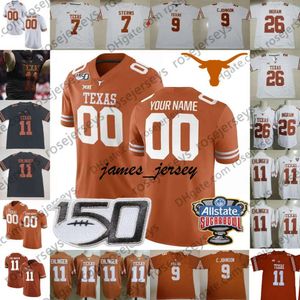 잼 맞춤형 Texas Longhorns 6 Devin Duvernay 7 Caden Sterns Daniel Young 17 Cameron Dicker 2019 Orange Retro Black Men Youth Kid 150th Jersey