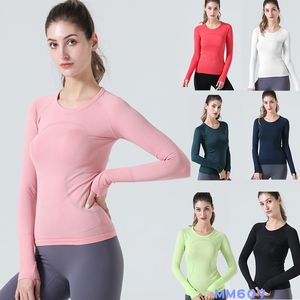 Lu-1u Dames Yogashirt T-shirt Dames T-shirt Hoog elastisch Ademend Hardloopshirt Sneldrogend Naadloos Korte mouwen Sport Fietsen Fitnesspak Slank