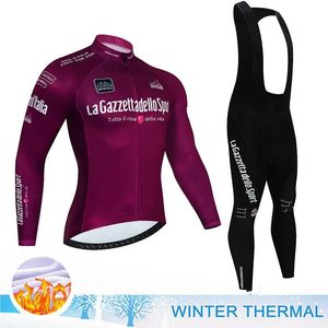 Uppsättningar Cycling Jersey Set Tour of Italy Winter Thermal Fleece Set Racing Bike Suits Mountian Cykelkläder Ropa Ciclismo 230802