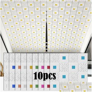 Wall Stickers 3D Ceiling Stereo Panel Roof Decoration Foam Wallpaper Waterproof Diy Home Decor Living Room Bedroom Tv Background Dro Dhweb