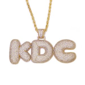 Benutzerdefinierte Name Buchstaben Anhänger Halsketten für Herren Hip Hop Cubic Zirkon Halskette Gold Silber Kette Schmuck1913