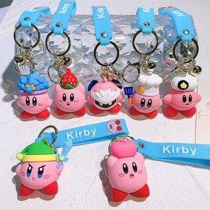 PVC Cartoon Star Kabi Metal Keychain Red Strawberry Love Pendant Cute Bag Keyring Kirby Keychain