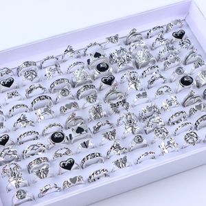 Band Rings 30Pcs/Lot Vintage Punk Fashion Mixed Style Tail Rings For Woman Hip-hop Heart Butterfly Snake Skull Gothic Party Jewelry Gifts 231222