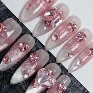 Ложные гвозди Emmabeauty Sparkling Pink Heart Съемный съемный сердечный съемный