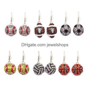 Dangle Kronleuchter Diamant Sport Ohrringe Basketball Baseball Fußball Pendell Ohrstiel Girls Modeaccessoires Drop Delivery Jude Dhvzn