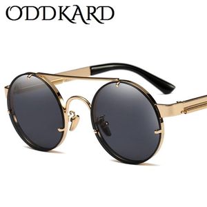 Oddkard Nowoczesne okulary przeciwsłoneczne steampunk dla mężczyzn i kobiet projektant marki okrągłe okulary słońca okulary Oculos de Sol UV400264I