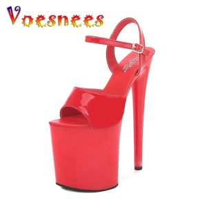 Teli VOESNEES Brand Women Heels Sexy Sandals Sandals 2021 Platform Laceup Stripers Teli 15 17 cm Scarpe femminili Dance da palo da festa