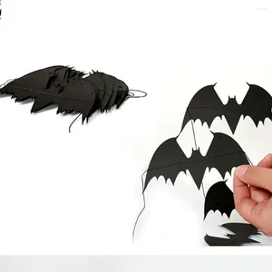 Decoração de festa 4m Halloween Black Bat Papel Bunting Pennant Flags Banner Garland Home DIY