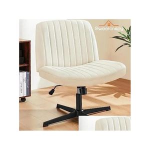 Other Furniture Office Computer Desk Chair Adjustable Swiveling Tra-Soft Microfiber Lumbar Support Black And White Drop Delivery Home Dhpug