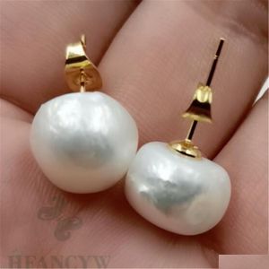 スタッド12-14mm Mabe White Baroque Pearl 18K Gold Earrings Classic Ma Bei Personality Gorgeous Delice 230729ドロップ配信DH03N