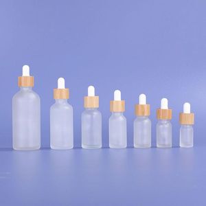 Hot Sale Portable Bamboo Lids Clear 5-100ml Bottle Empty Glass Dropper Bottles For Essential Oils Makeup Oil Rveam