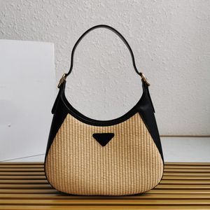 Designer new straw bag, high-end luxury cowhide crossbody bag, women's armpit bag, wandering bag, summer beach bag, messenger bag, mobile phone bag hobo