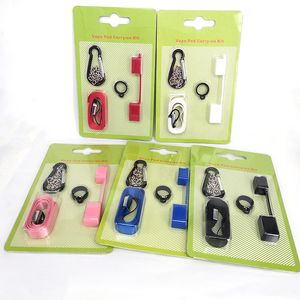 Pen Pod Carry On Kit with Dustproof Silicone Cap Lanyard Necklace Ring Buckle Holder For Disposable Puffs Pods Flat Pen Device