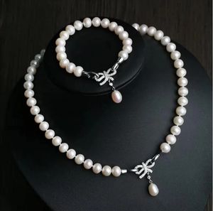 AAAA Round 910mm Natural South China Sea White Pearl Necklace Bracelet Set 925s 231221
