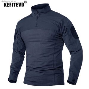 Tactical T-shirts KEFITEVD Men's Tactical T-shirts Half Zip Long Sleeve Combat Shirt Hunting Hiking Climbing Tees Camping Fishing Pullover TopsL231222