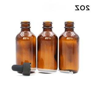 2019 Vendita più calda Boston Round 60ml Amber Glass Dropper Bottles E Liquid Glass Bottle 2 once con tappo del tappo in gomma nero con pipetta VI Mjrd