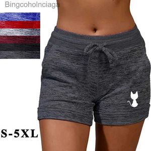 Damskie szorty Summer Women's Shorts Back View Cat Elastyczne sporty Casual Sport Szybkie suszenie fitness oddychające dresowe oddychające fits plus Sizel231222