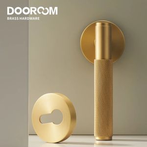 Dooroom Brass Door Lever Set Knurled Privacy Passage Dummy Thumbturn Lock Handle Set Knurled Hardware 231221