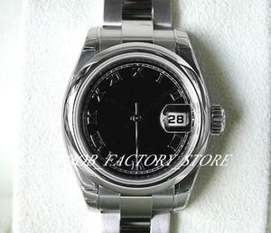 Fabrik S Watches Women Automatic Movement 31mm Womens Ladies SS Black Roman Date 179160 Med Original Box Diving Watch3128098