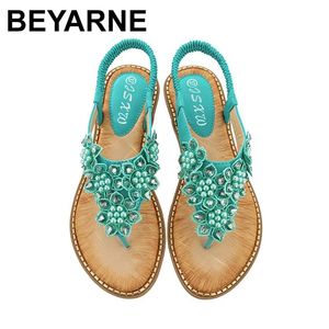 Teli Beyarnebohemia fiore di punta sandali da clip da donna Fashion Allmatch Slides Ladies Crystal Roman Sandals Woman Pearl Decoraggio perizoma