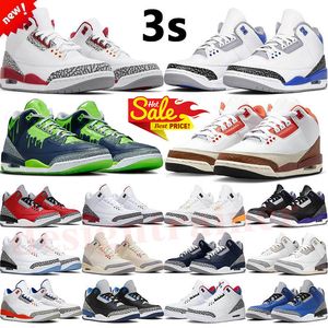 Jumpman 3 Basketbollskor MENS KOMENS HUGO Fire Red 3S Racer Blue Black Gold Slime Shady Pine Green Racer Blue Knicks Rivals Infraröd Cyber ​​Monday J3 Sneaker Trainer