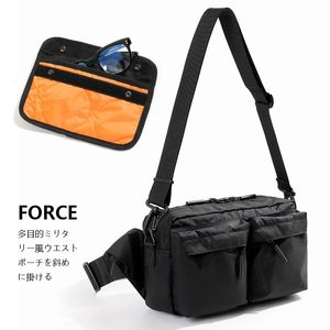 Japoński styl mody Fanny Pack Casual nylon tkanin crossbody Waterproof Men Men Tape Bag w stylu w stylu pojedynczym torba na ramię 231221