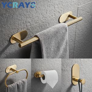 Ycrays senza perforazione di accessori per bagno in oro set di tessuti toilette per portabriccata per asciugamano portavagamera per binari a gancio hardware 231222 231222