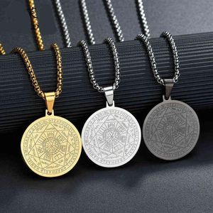 Fashion Men Necklace Solomon Seal Guarding Protection Pendant Stainless Steel The Seventh Pentacle of Mars Necklace Jewelry G1213304m