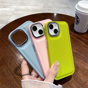 Luxury Plating Design Solid Color Phone Case för iPhone 15 14 13 12 11 Pro Max New Girl Simple All-Inclusive Soft Silicone Cover 100 st