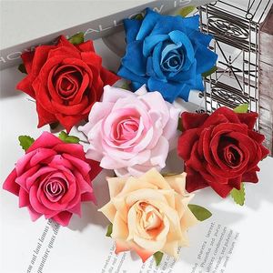 Kwiaty dekoracyjne 10 szt. Symulacja worka Rolowana Głowa Różowa Jedwabny Tkanina sztuczna dekoracja pokoju ślubnego