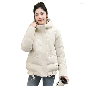 Frauen Trench Coats Herbst Winter Down Cotton Jacke Frauen 2024 Revers Kapuze -Oberbekleidung Mode Pockel Puffer Mantel Loose Parka Overmantel