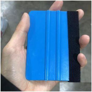 Andere Pflegereinigungswerkzeuge Auto Vinyl Film Wrap Scraperee mit Filzweichkante Wed Paper Mobile SN Protektor Installieren Sie Tool Blue Dr. Dh8tq