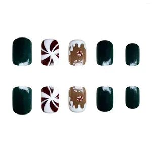 False Nails Red Green Christmas Short Press su dolce affascinante riutilizzabile per un salone di nail art professionista rifornimento