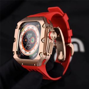 Przypadki AP Mod Kit Premium Titanium Athloy Cover for Apple Watch Ultra 49 mm Soft Silikon Band