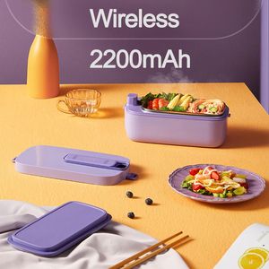 Scatola per pranzo elettrico wireless Contenitore di cibi riscaldanti senza acqua 2200 mAh Calmo per alimenti portatili 1L Codetta in acciaio inossidabile Bento Box 231221